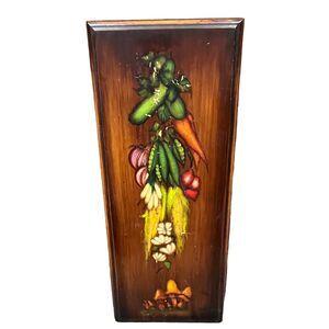 70s Painted Veggie Mushroom Panel Cupboard Door Retro Signed by Candy Retro Art